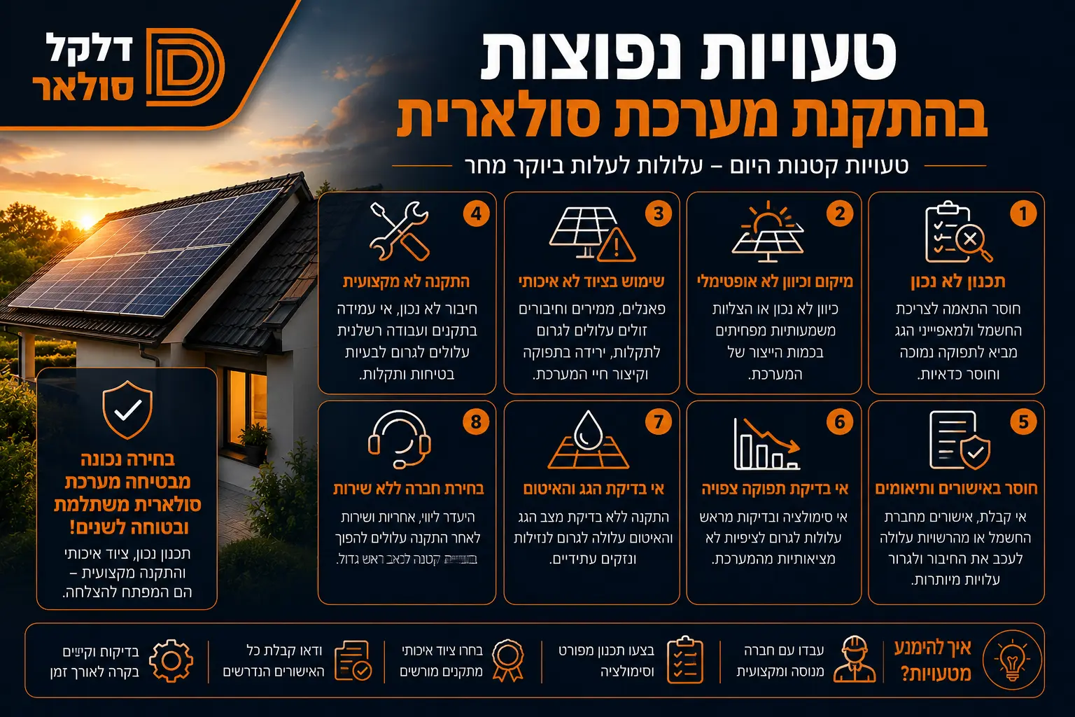 טעויות נפוצות בהתקנת מערכת סולארית